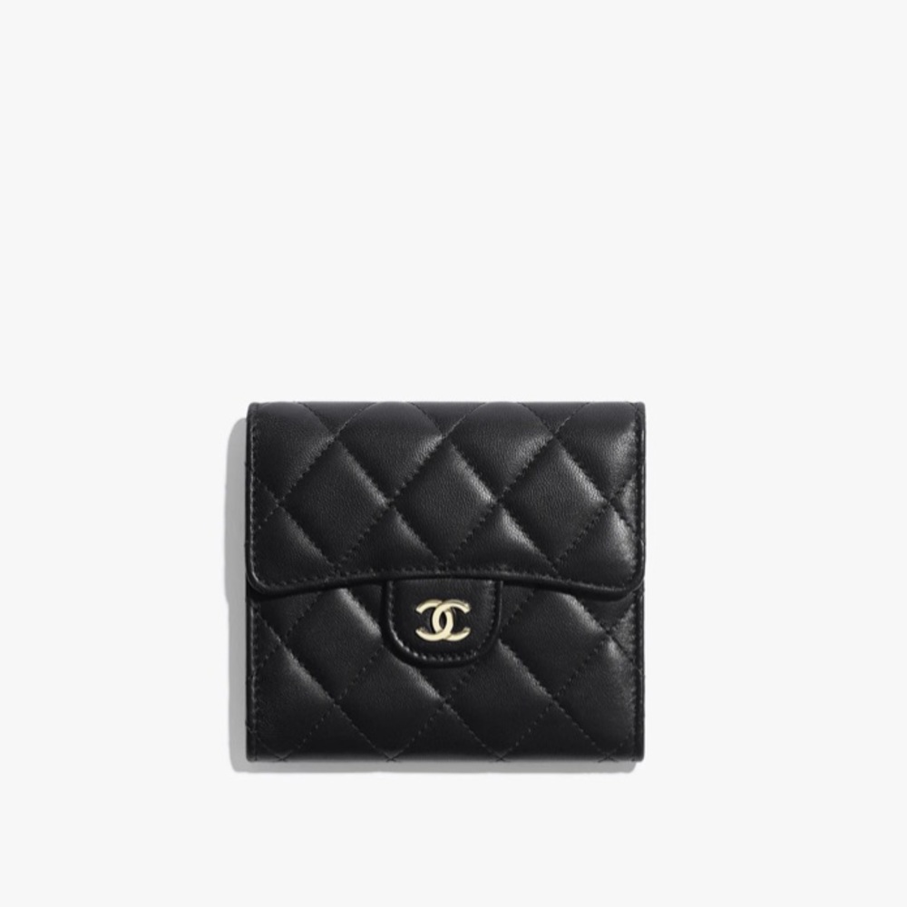 Chanel Black Classic Small Flap Wallet with Gold Hardware